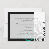 Zwart +Wit Aqua Wervelende Trouwdag RSVP (Achterkant)