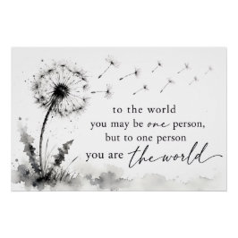 Zwart-wit aquarel Paardenbloem Inspiratie Perfect Poster