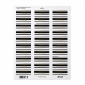 Zwart & Wit Aquarel Strepen Adreslabels Etiket (Full Sheet)