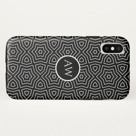 Zwart-wit Arabesque Stars Persoonlijk Case-Mate iPhone Case (Achterkant (horizontaal))