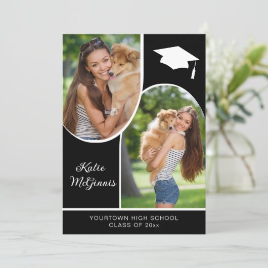 Zwart Wit Arch Foto Afstudeerdop Aankondiging (Staand voorkant)