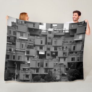Zwart-wit architecturaal fleece deken