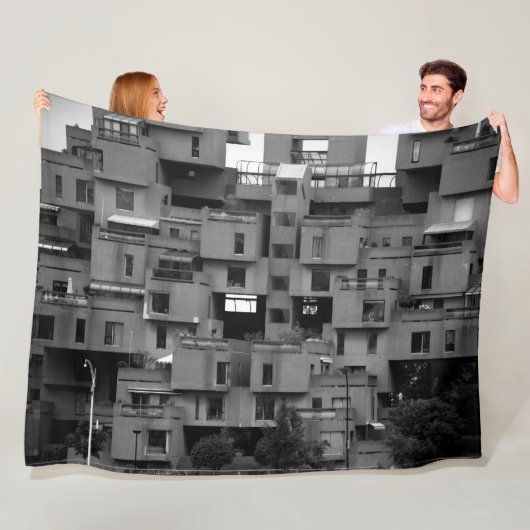 Zwart-wit architecturaal fleece deken (In situ)