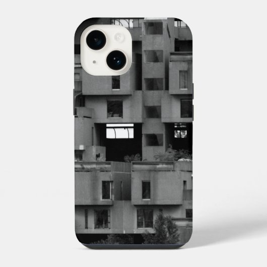 Zwart-wit architecturaal iPhone hoesje (Achterkant)