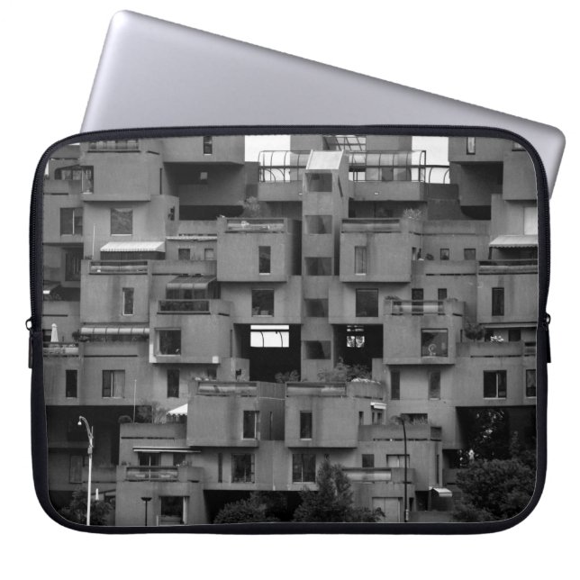 Zwart-wit architecturaal  laptop sleeve (Voorkant)