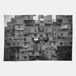 Zwart-wit architecturaal theedoek
