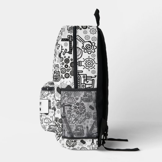 zwart-wit Architectural Blueprint Engineer Bedrukte Rugzak (Rechts)