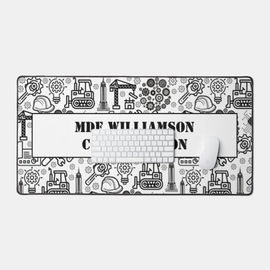 zwart-wit Architectural Blueprint Engineer Bureaumat (Keyboard & Muis)