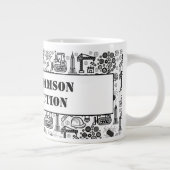 zwart-wit Architectural Blueprint Engineer Grote Koffiekop (Rechts)