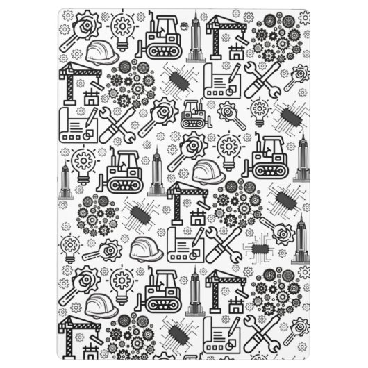 zwart-wit Architectural Blueprint Engineer Klembord (Achterkant)