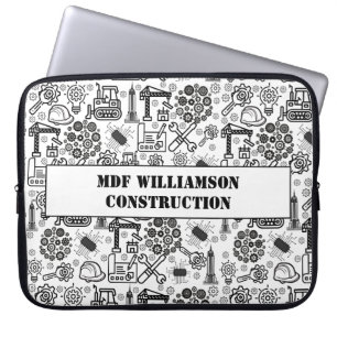 zwart-wit Architectural Blueprint Engineer Laptop Sleeve