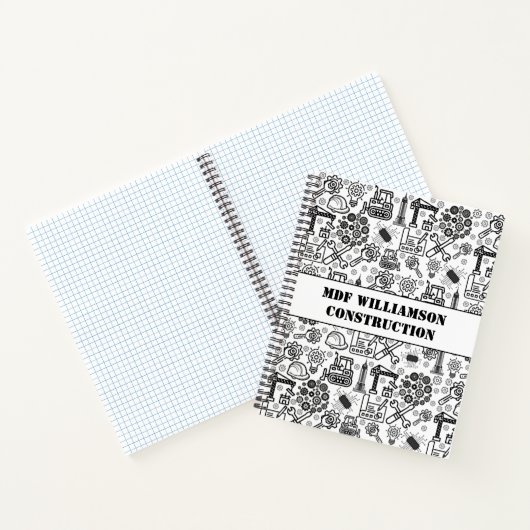 zwart-wit Architectural Blueprint Engineer Notitieboek (Binnen)