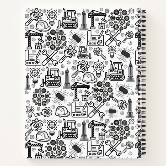 zwart-wit Architectural Blueprint Engineer Notitieboek (Achterkant)