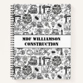 zwart-wit Architectural Blueprint Engineer Notitieboek (Voorkant)