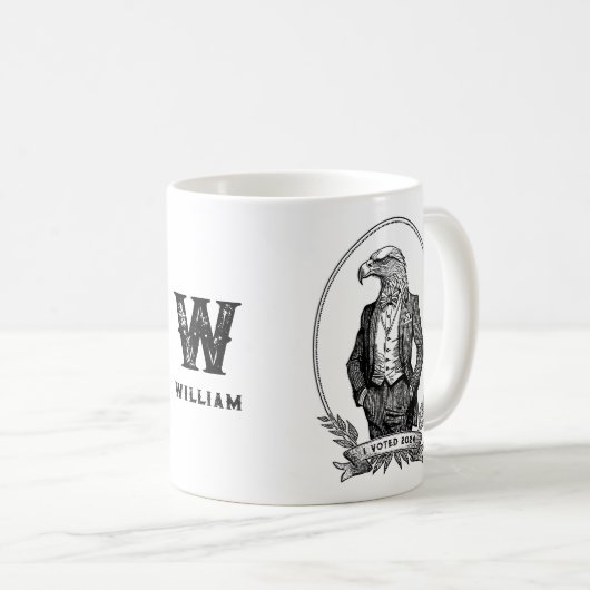 zwart wit arend illustratie ik heb gestemd Mok (Voorkant rechts)
