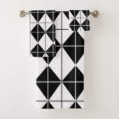 Zwart-wit Argyle Diamond geometrisch Bad Handdoek (Insitu)
