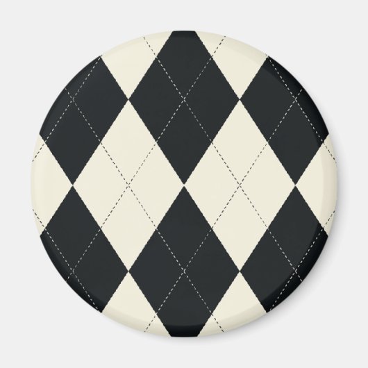 Zwart-wit Argyle Magnet (Voorkant)