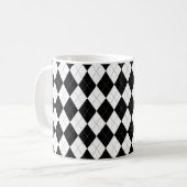 Zwart-wit Argyle Patroon Preppy Geometrisch Koffiemok (Voorkant links)