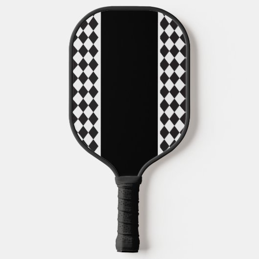Zwart-wit argyle zwart-wit pickleball paddle (Achterkant)