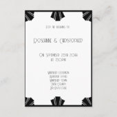 Zwart-wit Art Deco bruiloft receptie Informatiekaartje (Achterkant)