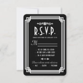 Zwart & Wit Art Deco Bruiloft RSVP Kaarten (Voorkant)