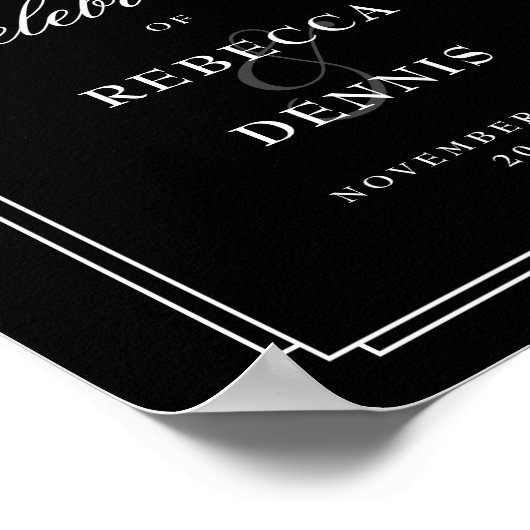 Zwart-wit Art Deco bruiloft welkomstbord Poster (Hoek)