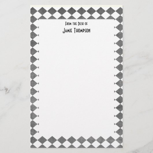 Zwart-wit Art Deco Custom Briefpapier (Voorkant)