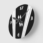 Zwart-wit Art Deco Design Monogrammen Ronde Klok (Hoek)