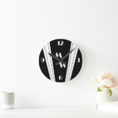 Zwart-wit Art Deco Design Monogrammen Ronde Klok (Huis)