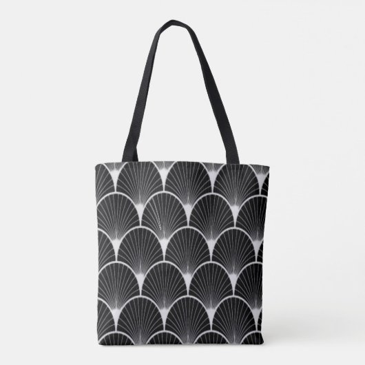 Zwart-wit, Art Deco, Fan Design Tas (Achterkant)