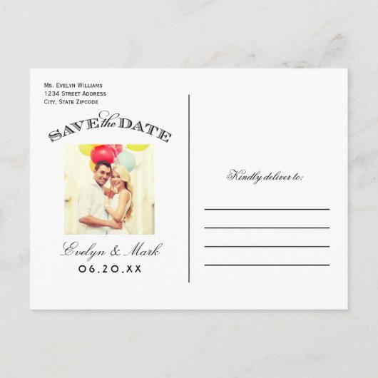  Zwart Wit Art Deco Foto Opslaan van de Datum Aankondigingskaart (Achterkant)