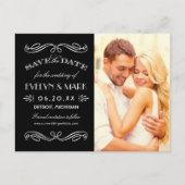  Zwart Wit Art Deco Foto Opslaan van de Datum Aankondigingskaart (Voorkant)