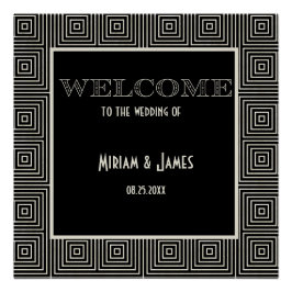 Zwart-wit Art Deco Geïnspireerd Welkomstbord Perfect Poster