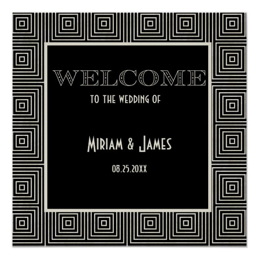 Zwart-wit Art Deco Geïnspireerd Welkomstbord Perfect Poster (Voorkant)