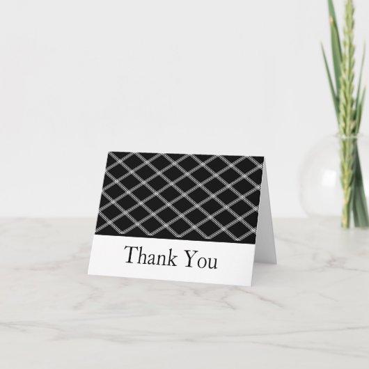 Zwart & Wit Art Deco Line Art Diamonds Dank u Kaart (Voorkant)