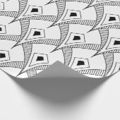 Zwart-wit art-deco naadloos patroon 3 cadeaupapier (Hoek)