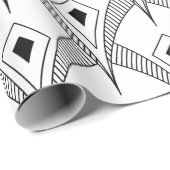 Zwart-wit art-deco naadloos patroon 3 cadeaupapier (Rol Hoek)