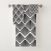 Zwart-wit art deco naadloos patroon bad handdoek (Insitu)