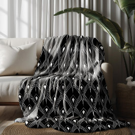 Zwart-wit art-deco naadloos patroon fleece deken