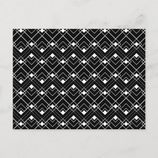 Zwart-wit Art Deco Patroon Briefkaart