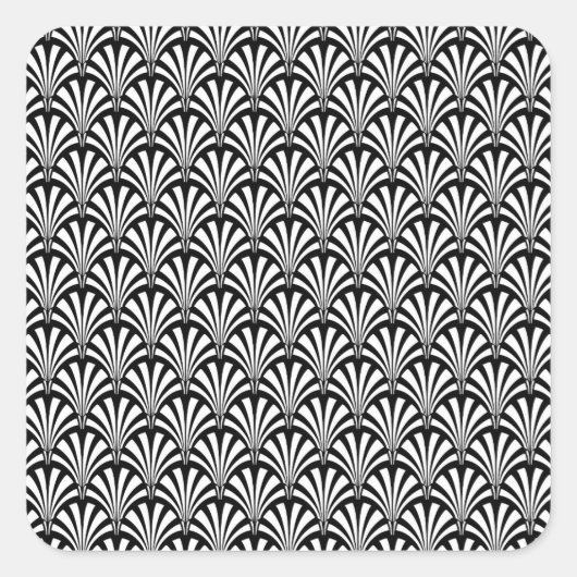 Zwart-wit Art Deco Patroon Vierkante Sticker (Voorkant)