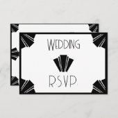 Zwart-wit Art Deco RSVP bruiloft (Voorkant / Achterkant)
