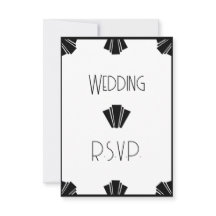 Zwart-wit Art Deco RSVP bruiloft