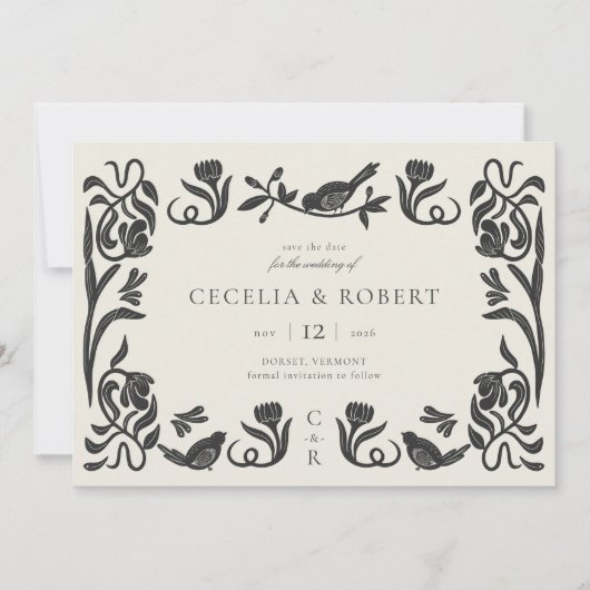 Zwart-wit Art Deco Save the Date (Voorkant)