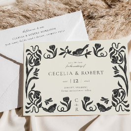 Zwart-wit Art Deco Save the Date