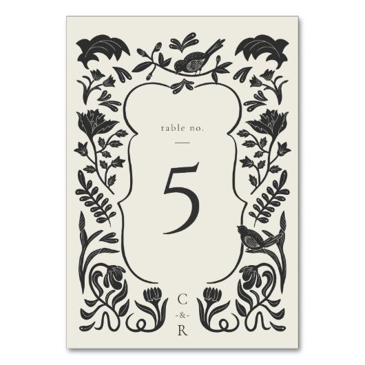 Zwart-wit Art Deco Tafelnummer Kaart (Voorkant)