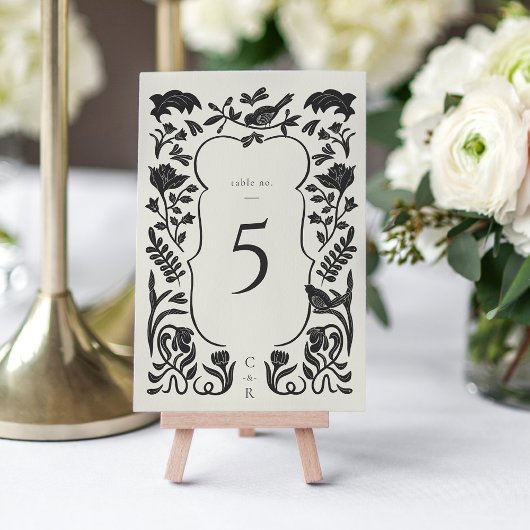 Zwart-wit Art Deco Tafelnummer Kaart