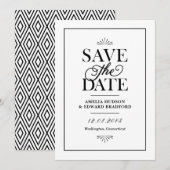 Zwart-wit art deco typografie save the date (Voorkant / Achterkant)