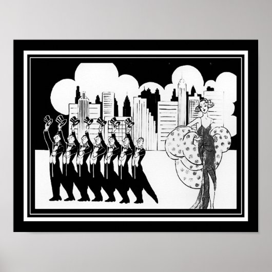 Zwart-wit, Art Deco uit 1920, Showtime Poster (Voorkant)