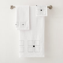Zwart-wit Art Deco vierkant patroon handdoeken set